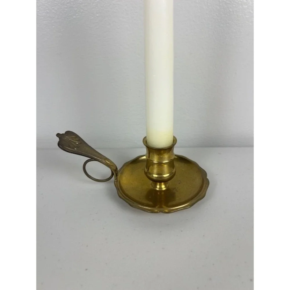 Gallery Originals Shelburne Museum Brass Chamberstick Finger Loop Candle Holder